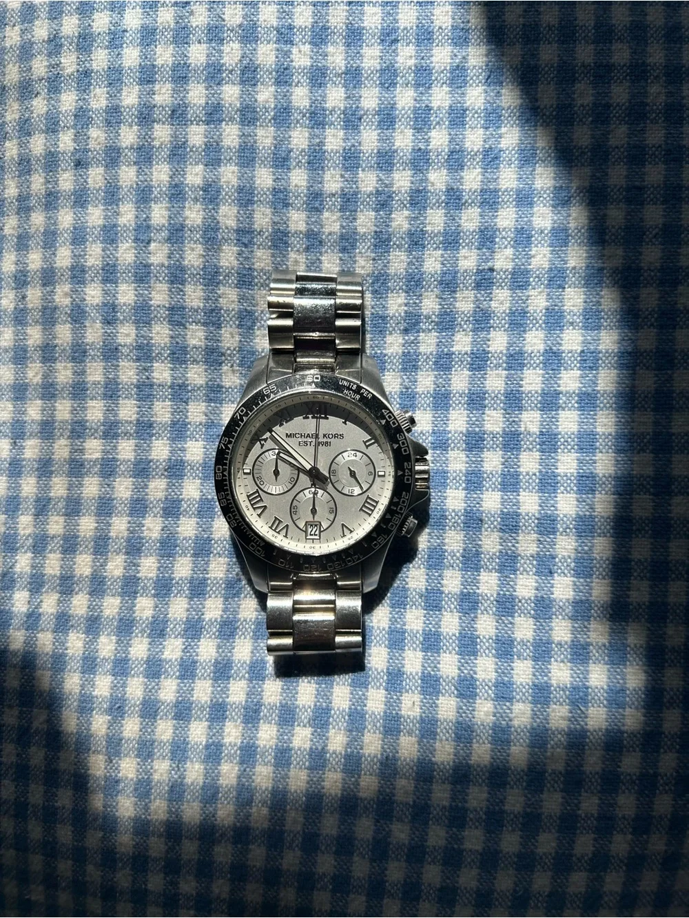 Michael Kors Layton Silver Tone Stainless Steel Model MK5454 Chronograph Watch